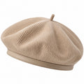 Berretto basco taglia unica in tessuto a coste beige stile casual