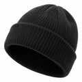 Berretto taglia unica in maglia nero a coste con risvolto