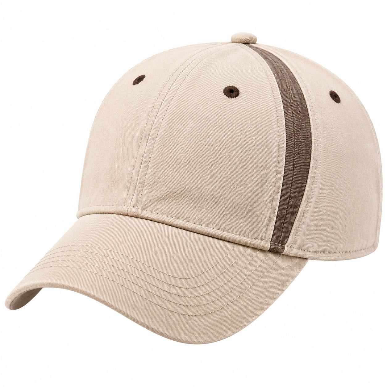 Cappellino da baseball taglia unica in cotone beige e marrone con visiera curva