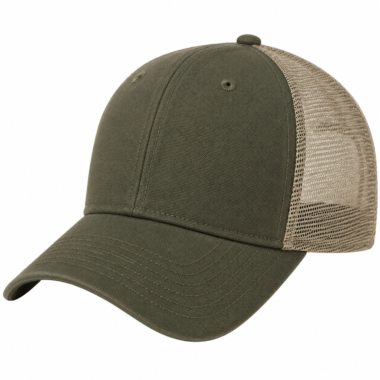Cappellino da baseball taglia unica in tessuto e rete verde oliva beige traspirante