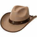 Cappello cowboy taglia unica in feltro beige con fascia marrone stile cowboy