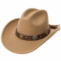 Cappello cowboy taglia unica in tessuto effetto scamosciato beige stile western