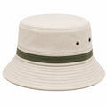 Cappello a secchiello taglia unica in tessuto beige e verde con occhielli traspiranti