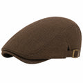 Cappello coppola taglia unica in tessuto marrone a spina di pesce - regolabile stile classico