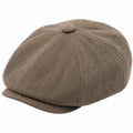Cappello piatto taglia unica in tessuto marrone a spina di pesce stile classico