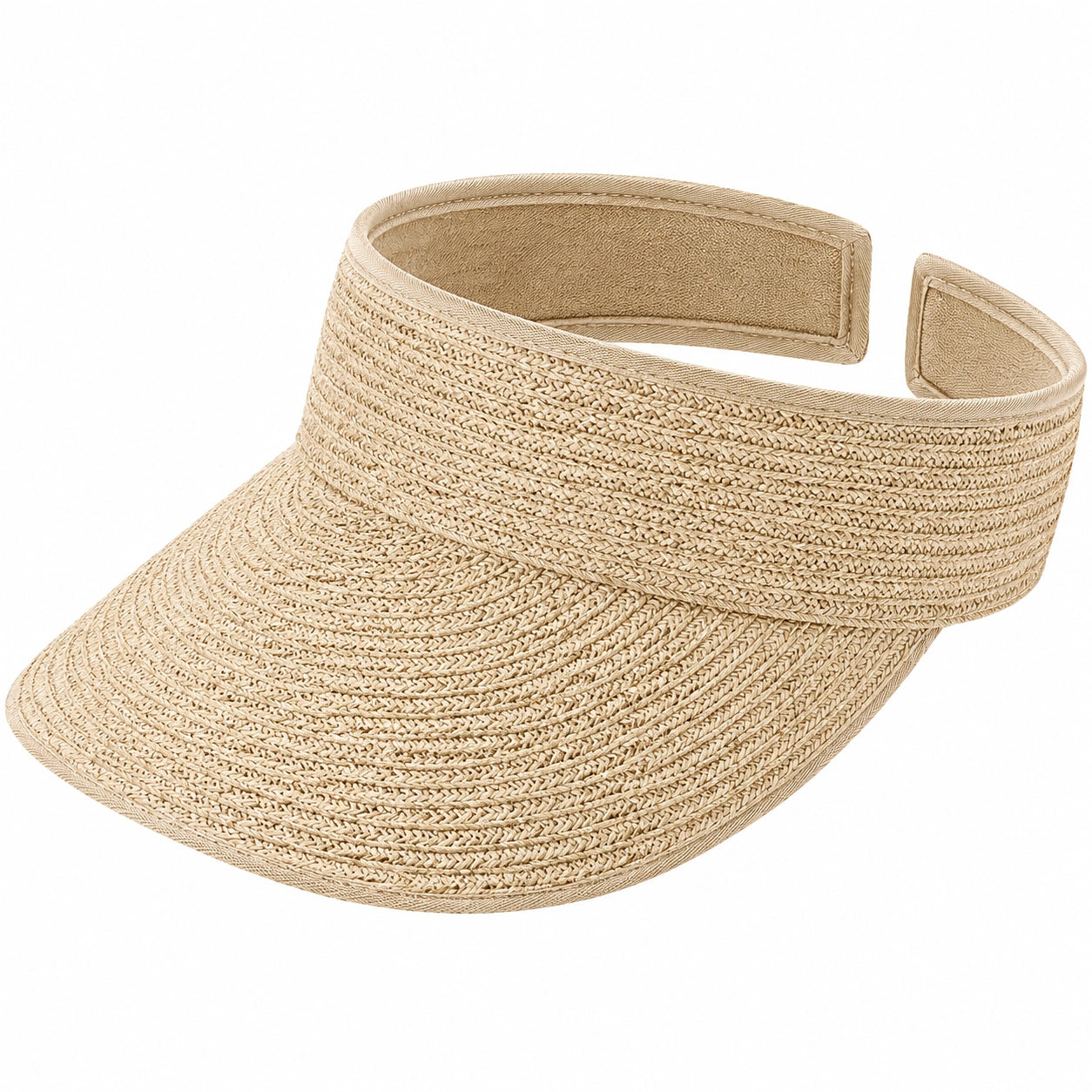 Visiera parasole taglia unica in fibra intrecciata beige - regolabile per uso estivo
