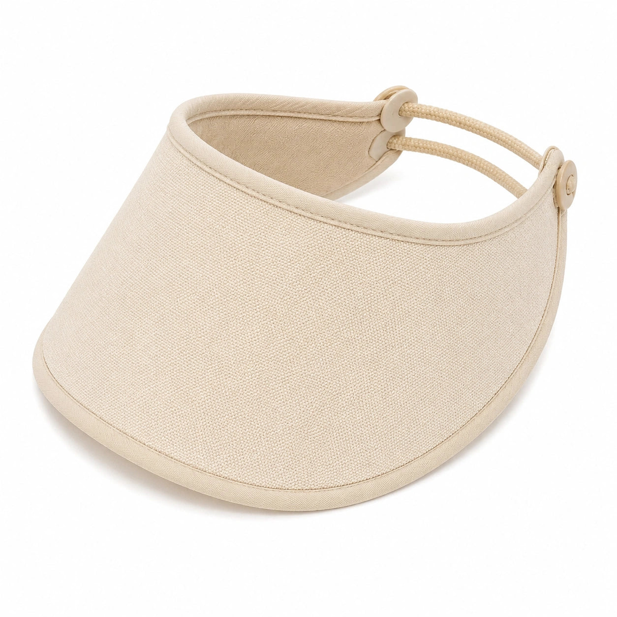 Visiera parasole taglia unica in tessuto beige regolabile per uso quotidiano
